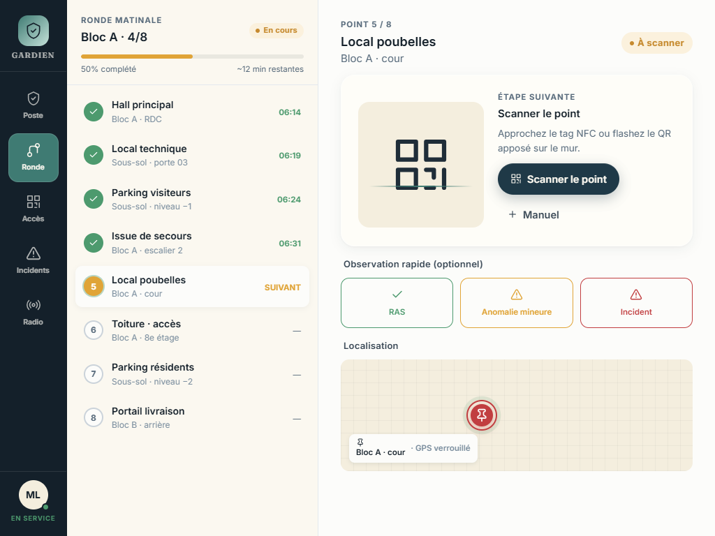 Mira Guard — rondes